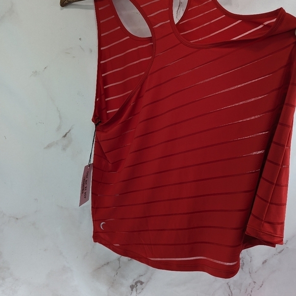 Zyia Active Tank Top Women XXL 2XL Red Sheer Striped Racerback Havana NEW - Picture 10 of 12